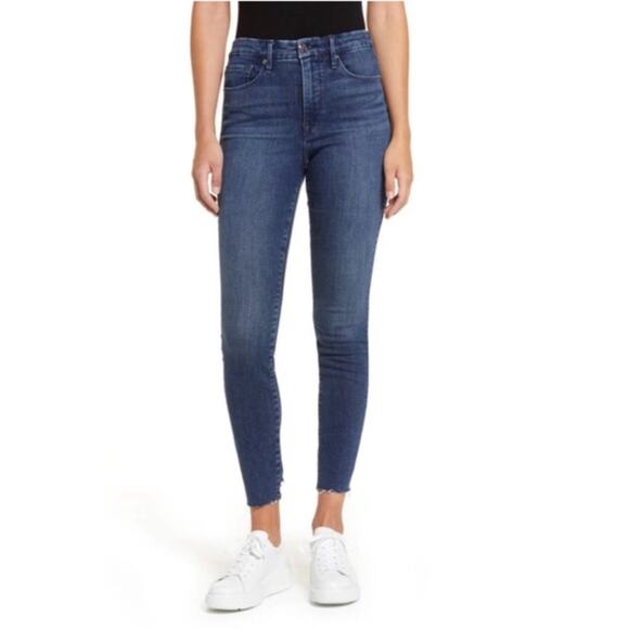 Good American Good Legs Skinny Jeans with Jagged Raw Hem Size 0/25 - Picture 1 of 6